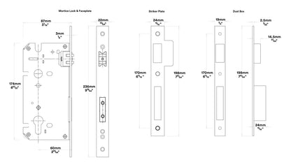 Iver Brunswick Door Pull Handle Entrance Kit Key/Thumb 450mm - Available in Various Finishes