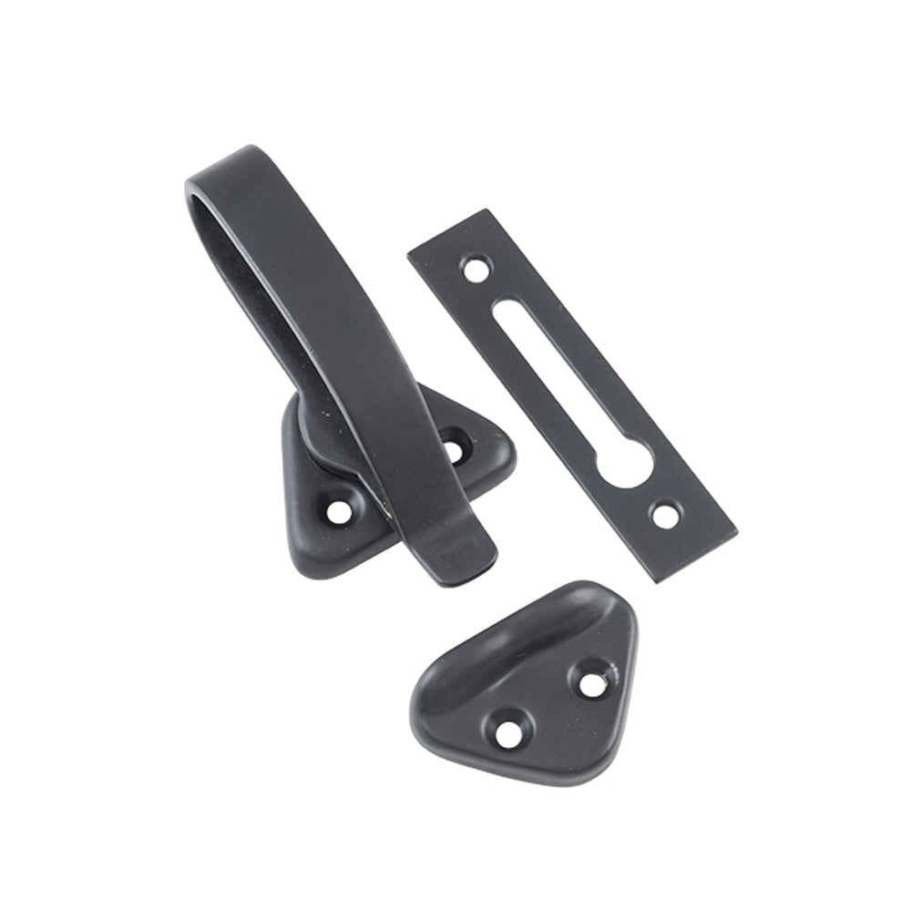Tradco Hopper Window Fastener Matt Black 74x39mm 9643