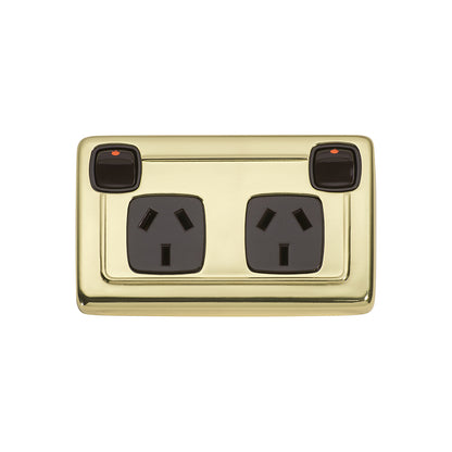 Tradco Double Power Point Polished Brass BR 115x72mm TD5809