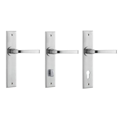 Iver Annecy Door Lever Handle on Chamfered Backplate Brushed Chrome - Customise to your Needs