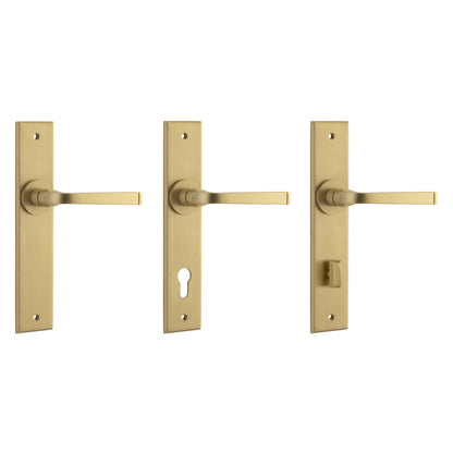 Iver Annecy Door Lever Handle on Chamfered Backplate Brushed Brass