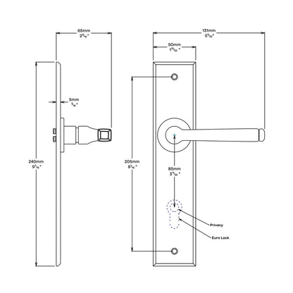 Iver Annecy Door Lever Handle on Chamfered Backplate Distressed Nickel