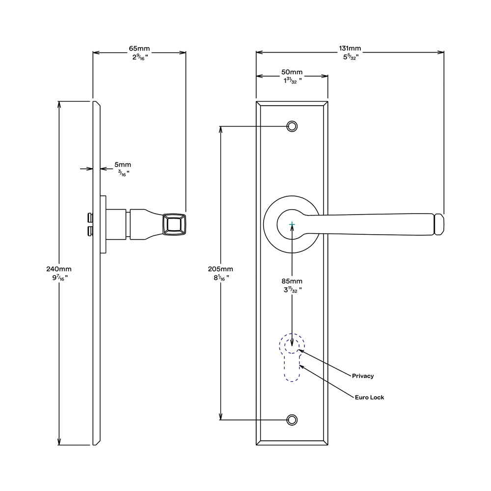 Iver Annecy Door Lever Handle on Chamfered Backplate Satin Nickel