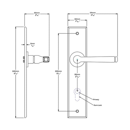 Iver Annecy Door Lever Handle on Chamfered Backplate Satin Nickel