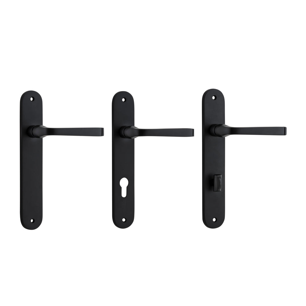 Iver Annecy Door Lever Handle on Oval Backplate Matt Black