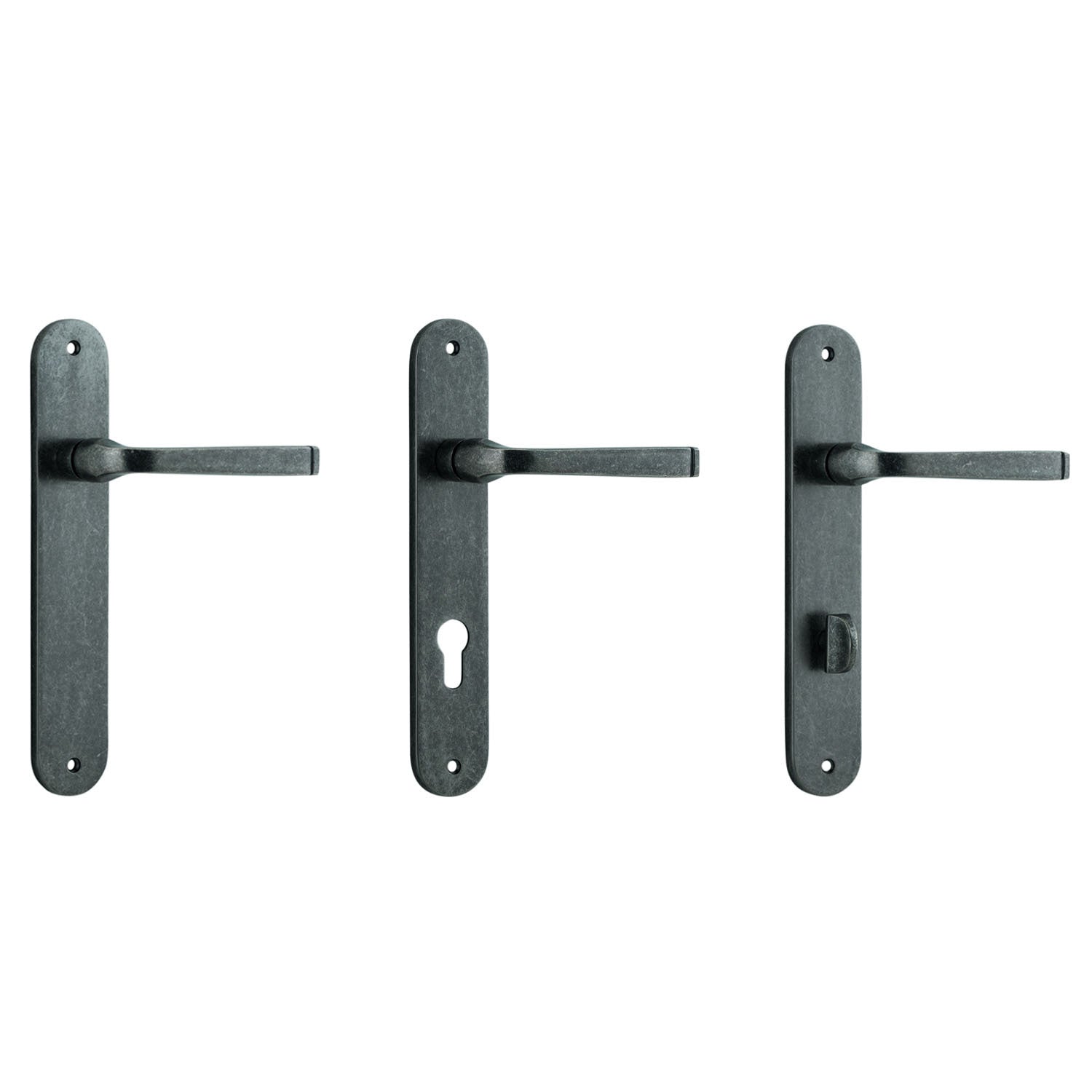 Iver Annecy Door Lever Handle on Oval Backplate Distressed Nickel ...