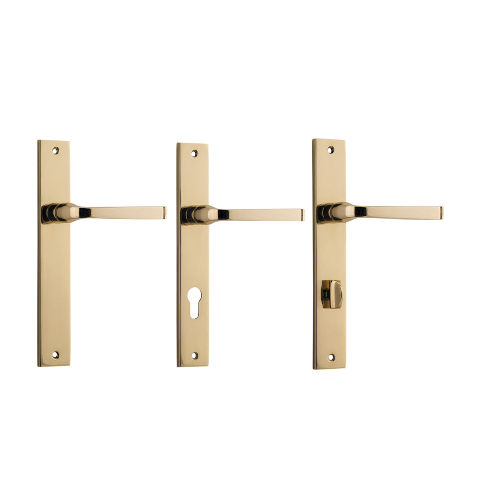 Iver Annecy Door Lever Handle on Rectangular Backplate Polished Brass