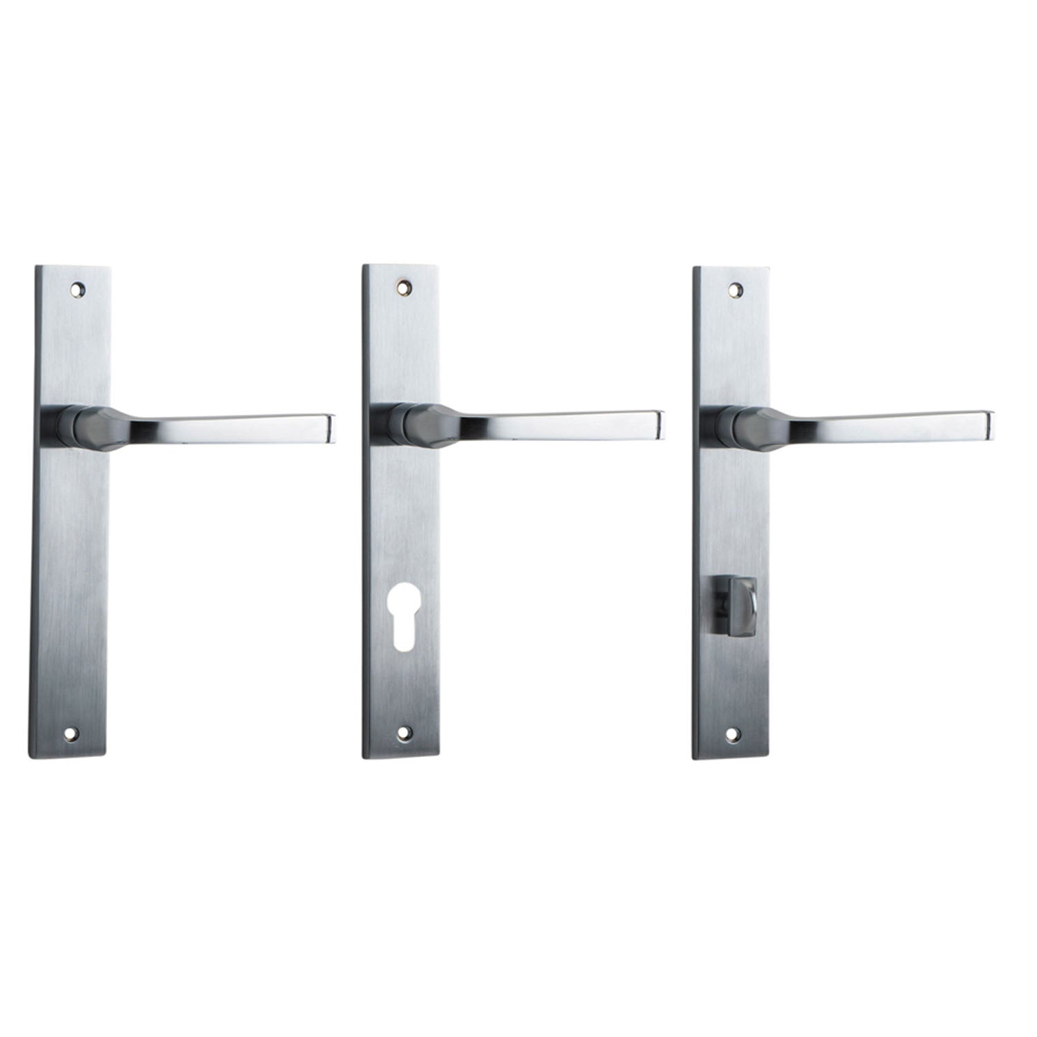 Iver Annecy Door Lever Handle on Rectangular Backplate Brushed Chrome