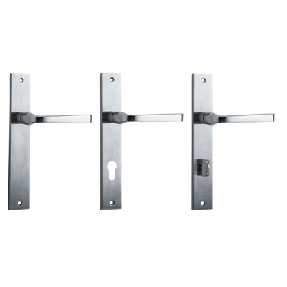 Iver Annecy Door Lever Handle on Rectangular Backplate Brushed Chrome