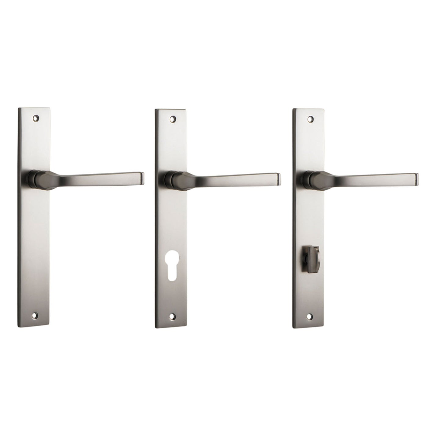 Iver Annecy Door Lever Handle on Rectangular Backplate Satin Nickel