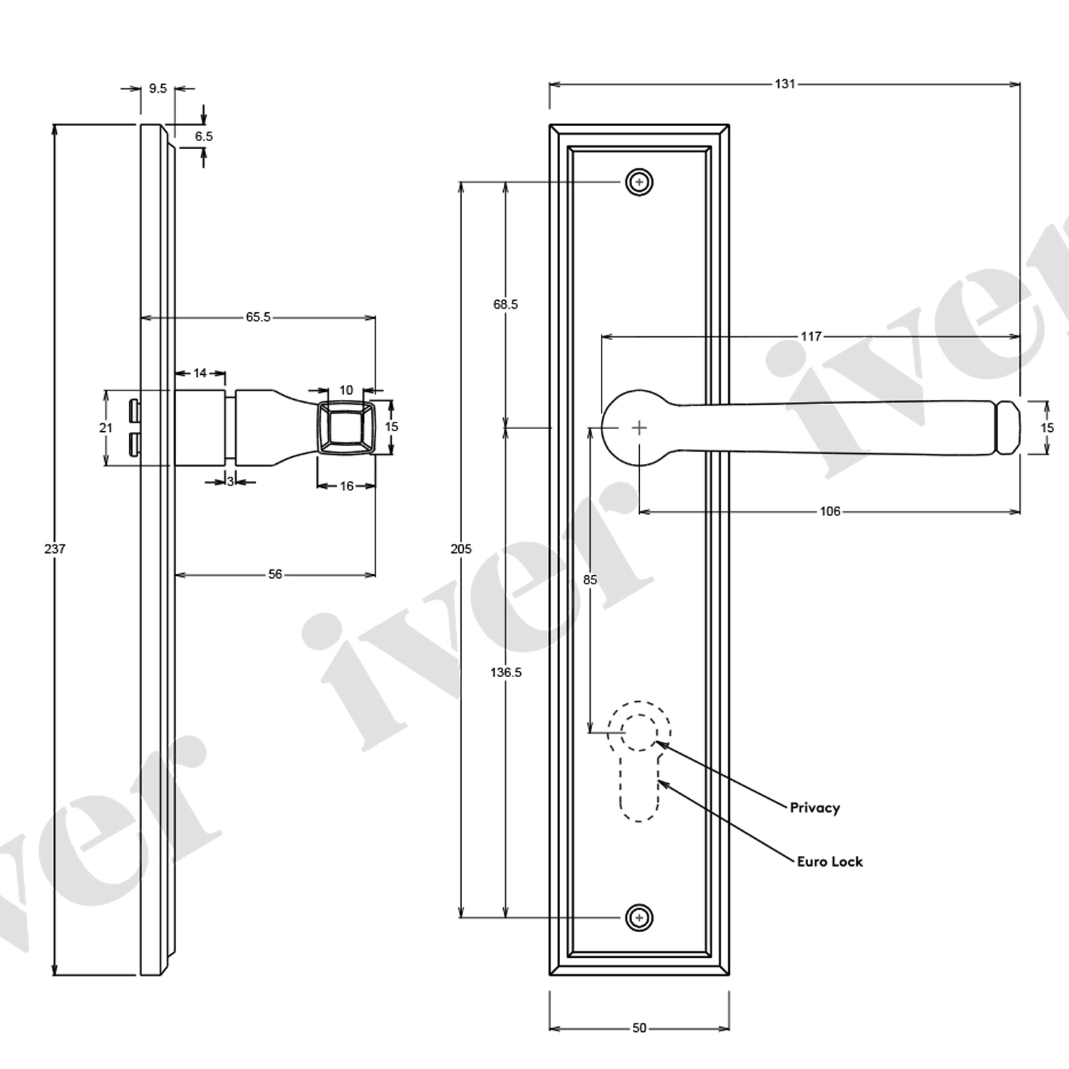 Iver Annecy Door Lever Handle on Stepped Backplate Signature Brass