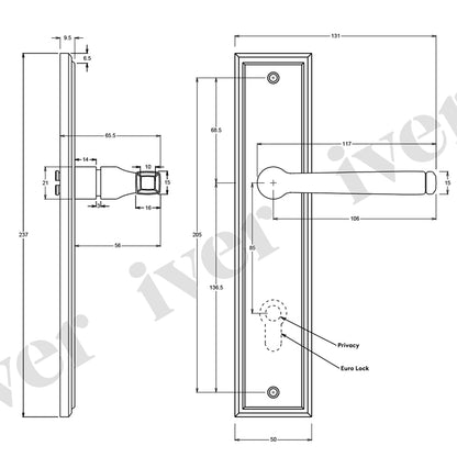 Iver Annecy Door Lever Handle on Stepped Backplate Signature Brass
