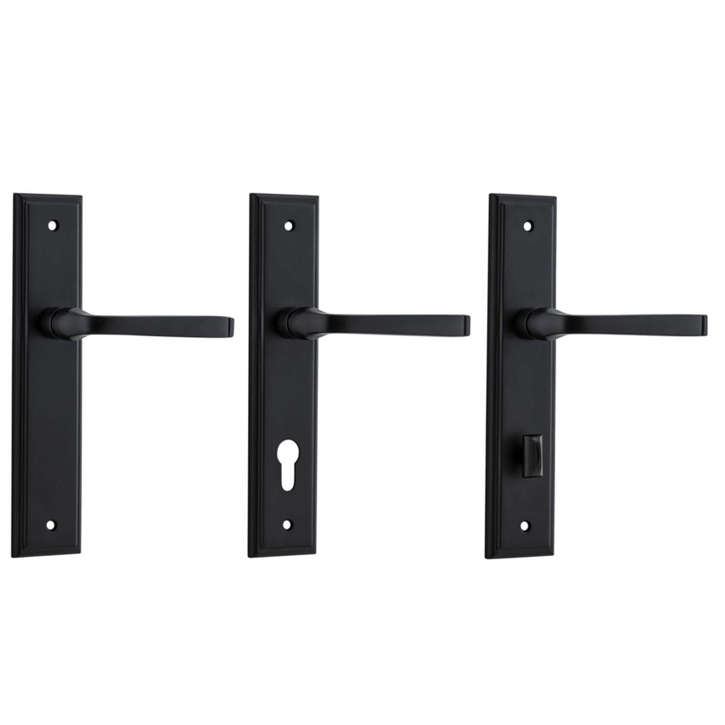 Iver Annecy Door Lever Handle on Stepped Backplate Matt Black