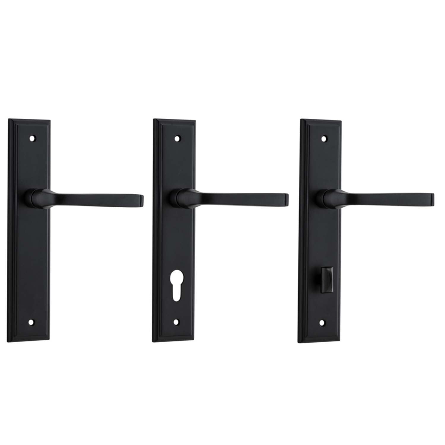 Iver Annecy Door Lever Handle on Stepped Backplate Matt Black