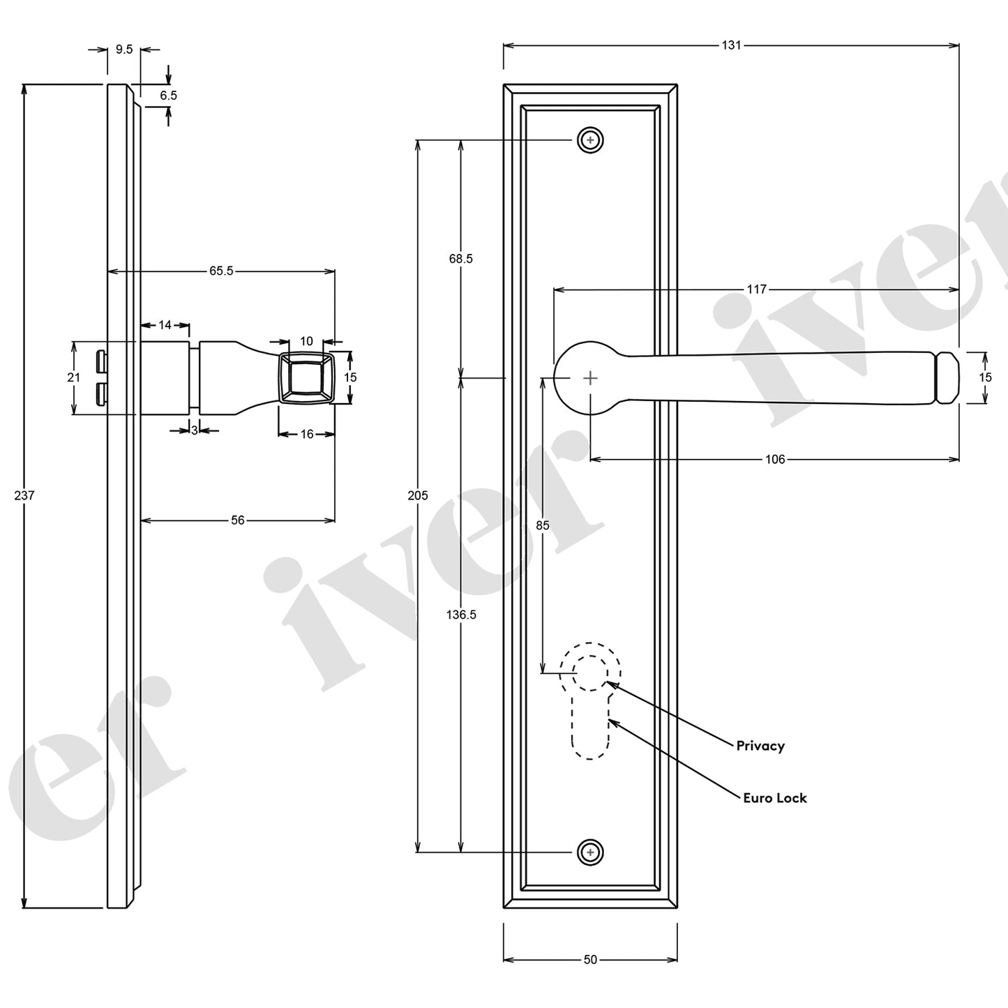Iver Annecy Door Lever Handle on Stepped Backplate Polished Brass