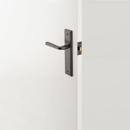 Iver Annecy Door Lever Handle on Stepped Backplate Distressed Nickel