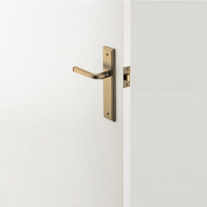 Iver Annecy Door Lever Handle on Stepped Backplate Brushed Brass
