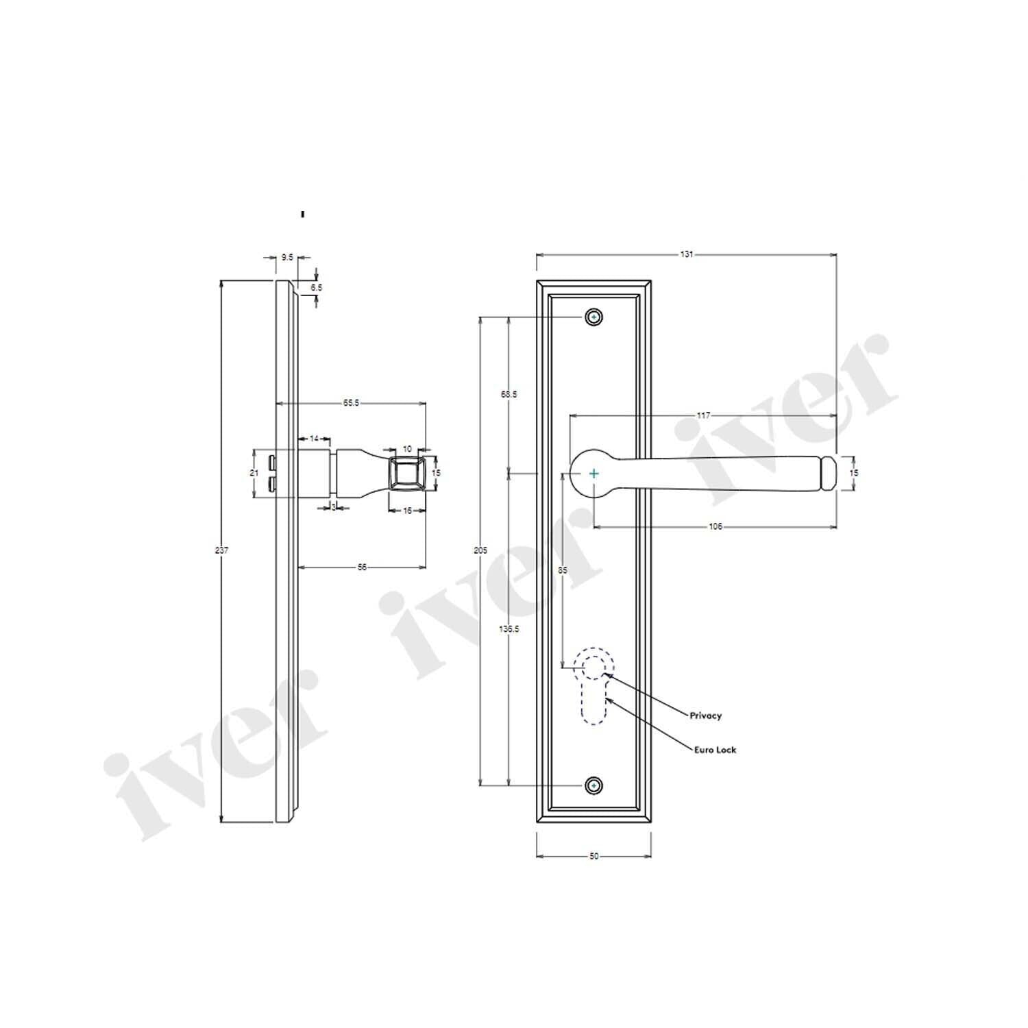 Iver Annecy Door Lever Handle on Stepped Backplate Brushed Brass