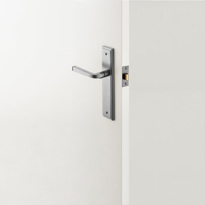 Iver Annecy Door Lever Handle on Stepped Backplate Brushed Chrome
