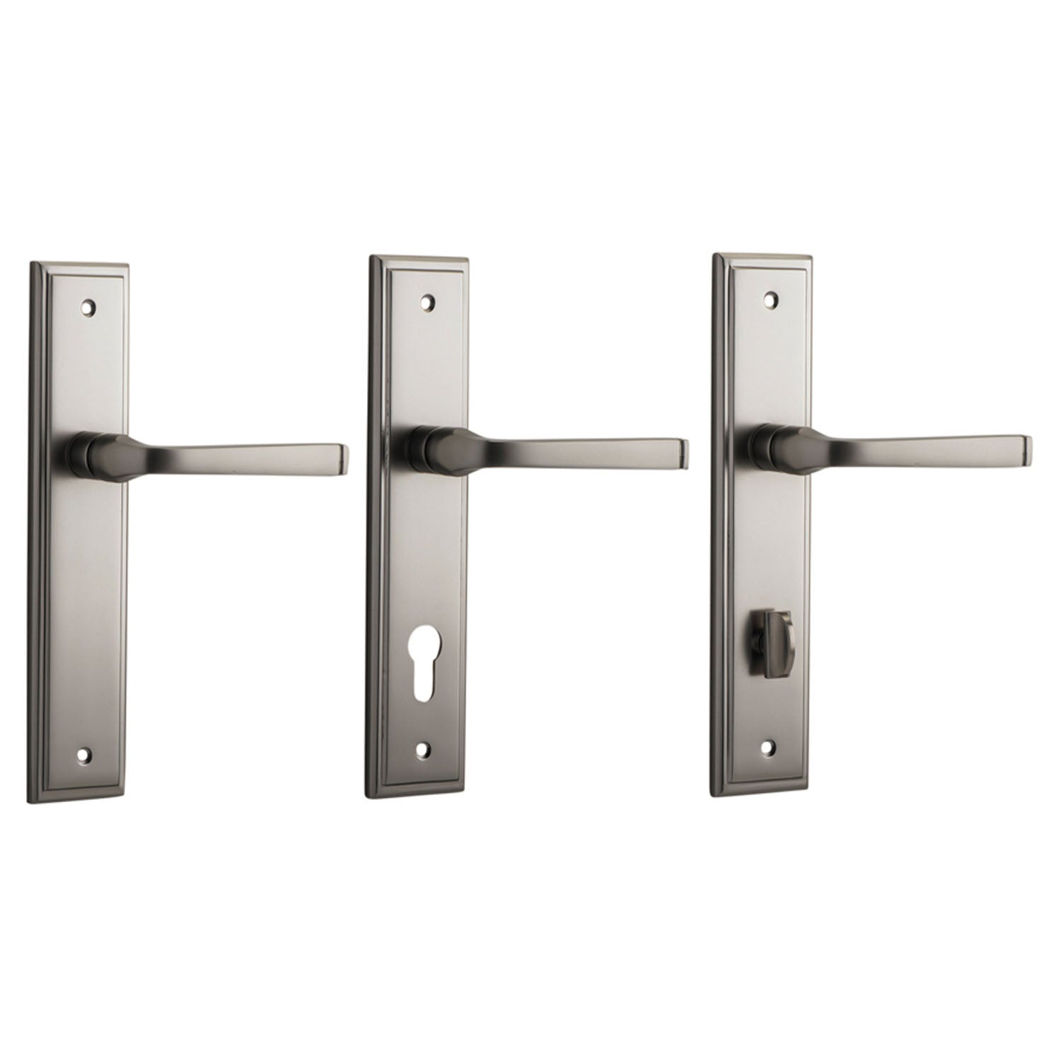 Iver Annecy Door Lever Handle on Stepped Backplate Satin Nickel ...