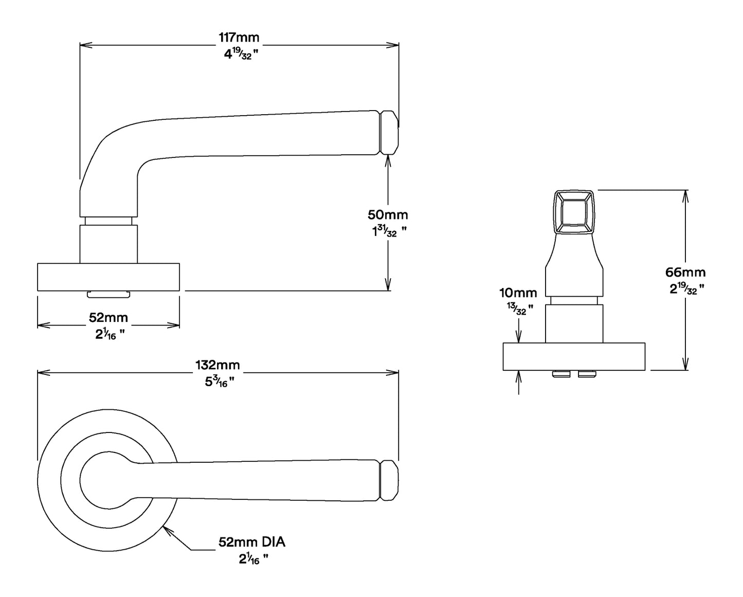 Iver Annecy Door Lever Handle on Round Rose
