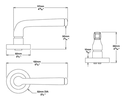 Iver Annecy Door Lever Handle on Round Rose