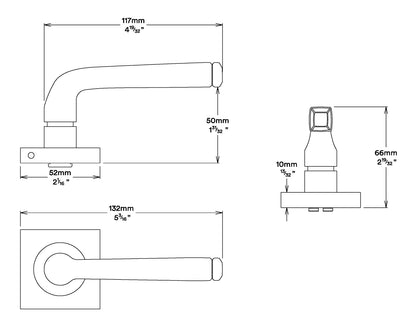 Iver Annecy Door Lever Handle on Square Rose