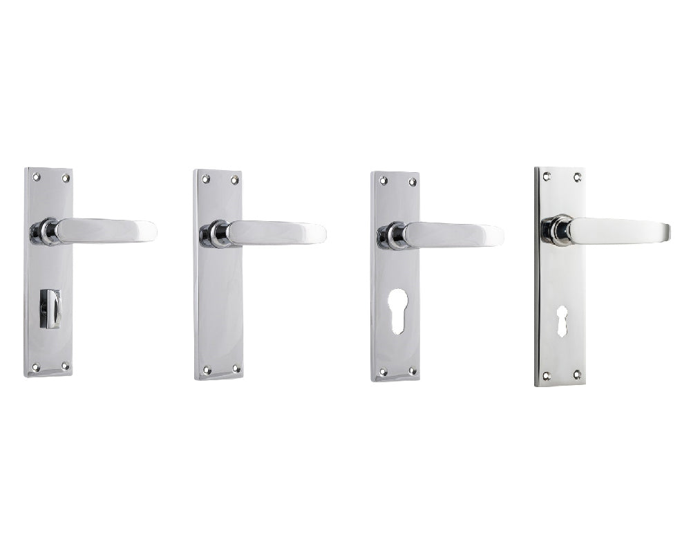 Tradco Balmoral Door Lever Handle on Rectangular Backplate Chrome Plated