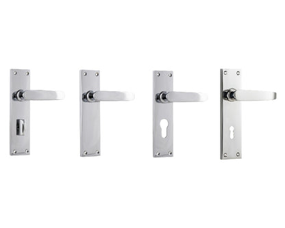 Tradco Balmoral Door Lever Handle on Rectangular Backplate Chrome Plated