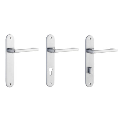 Iver Baltimore Return Door Lever Handle on Oval Backplate Brushed Chrome