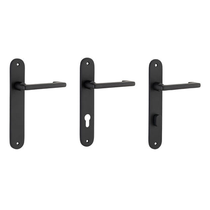 Iver Baltimore Return Door Lever Handle on Oval Backplate Matt Black