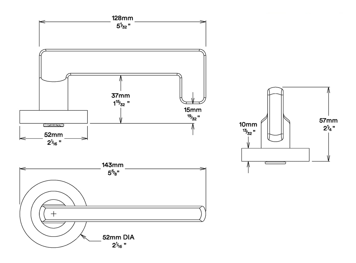 Iver Baltimore Return Door Lever Handle on Round Rose