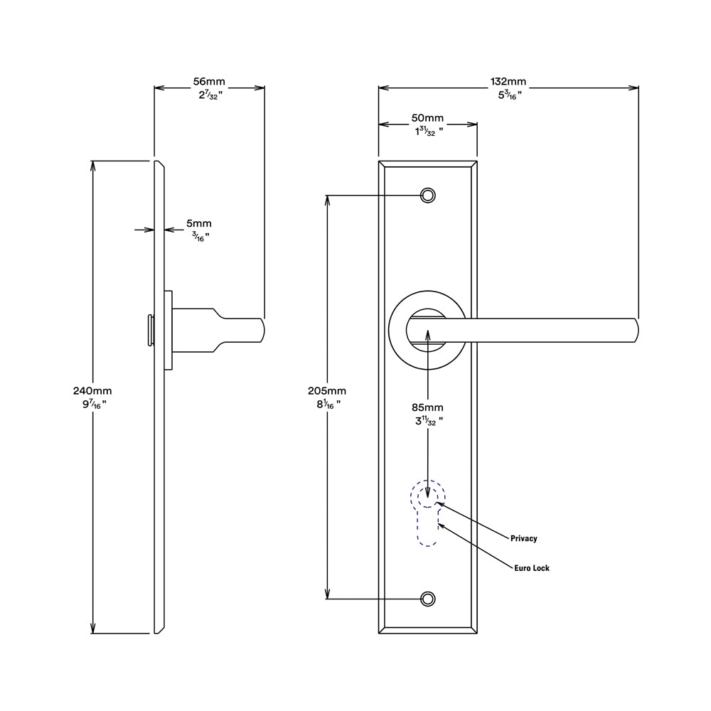 Iver Baltimore Door Lever Handle on Chamfered Backplate Polished Chrome