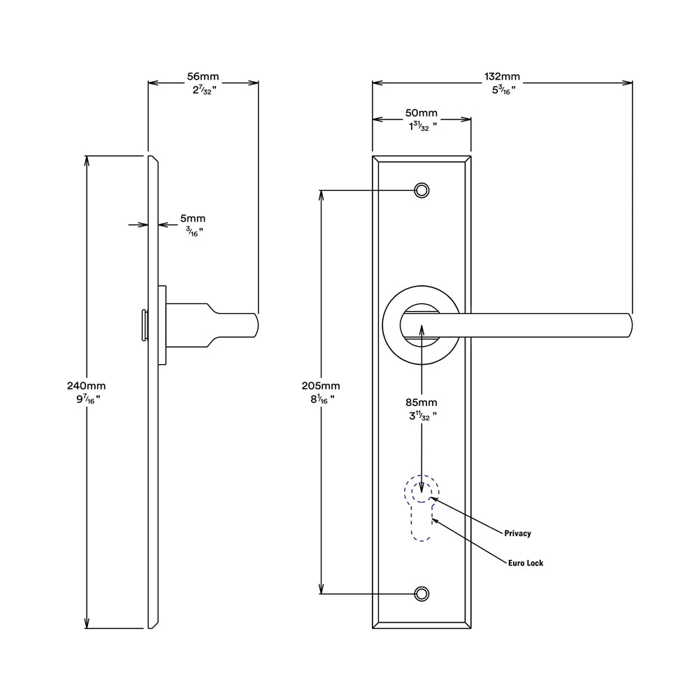 Iver Baltimore Door Lever Handle on Chamfered Backplate Satin Nickel