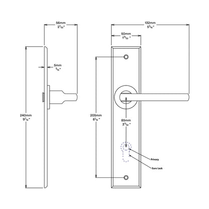 Iver Baltimore Door Lever Handle on Chamfered Backplate Satin Nickel