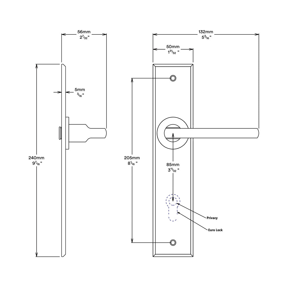 Iver Baltimore Door Lever Handle on Chamfered Backplate Brushed Brass