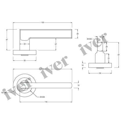 Iver Baltimore Door Lever Handle on Round Rose