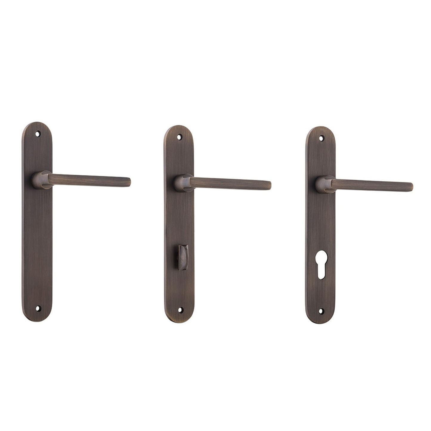 Iver Baltimore Door Lever Handle on Oval Backplate Signature Brass