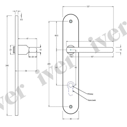 Iver Baltimore Door Lever Handle on Oval Backplate Signature Brass