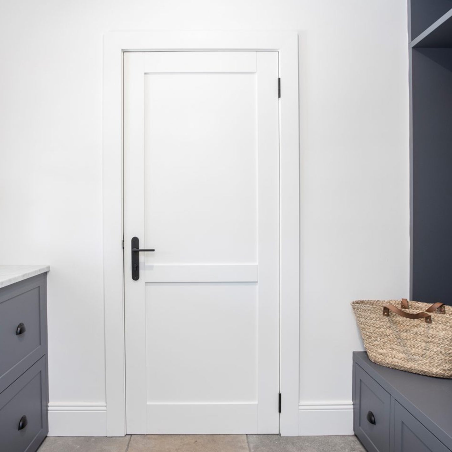 Iver Baltimore Door Lever Handle on Oval Backplate Satin Nickel