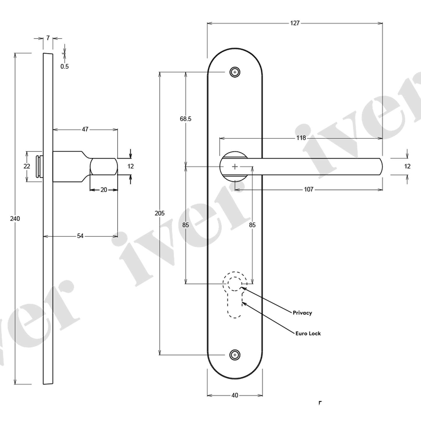 Iver Baltimore Door Lever Handle on Oval Backplate Satin Nickel