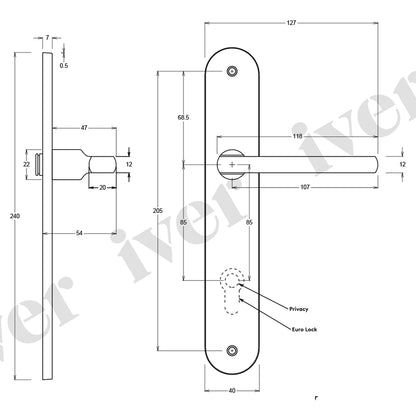 Iver Baltimore Door Lever Handle on Oval Backplate Satin Nickel