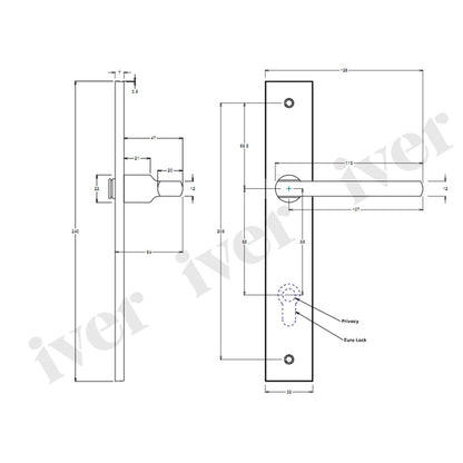 Iver Baltimore Door Lever Handle on Rectangular Backplate Signature Brass