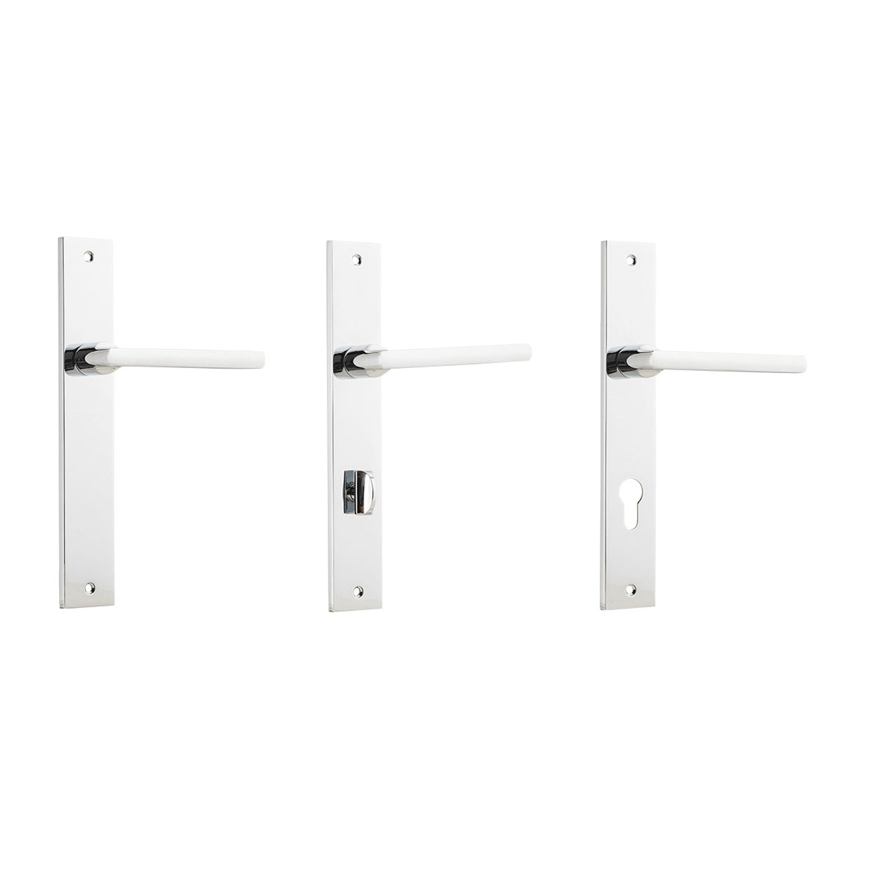 Iver Baltimore Door Lever Handle on Rectangular Backplate Chrome Plated