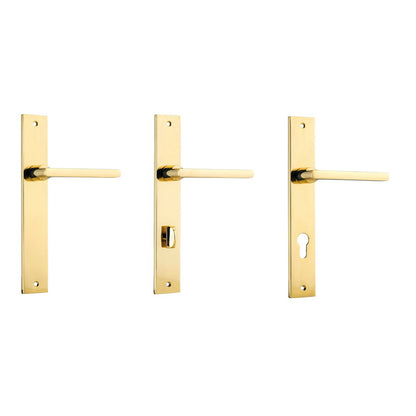 Iver Baltimore Door Lever Handle on Rectangular Backplate Polished Brass