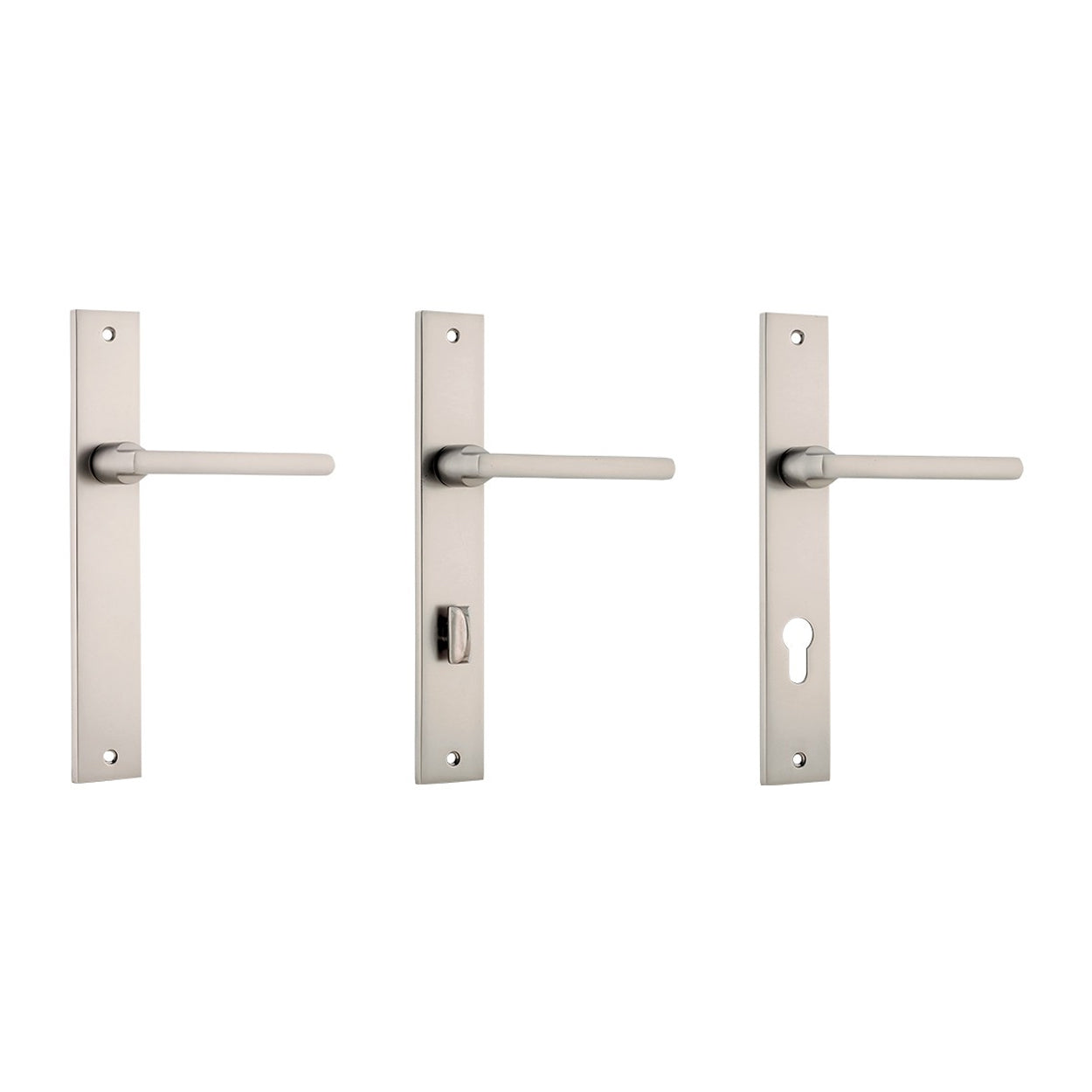 Iver Baltimore Door Lever Handle on Rectangular Backplate Satin Nickel