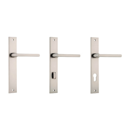 Iver Baltimore Door Lever Handle on Rectangular Backplate Satin Nickel