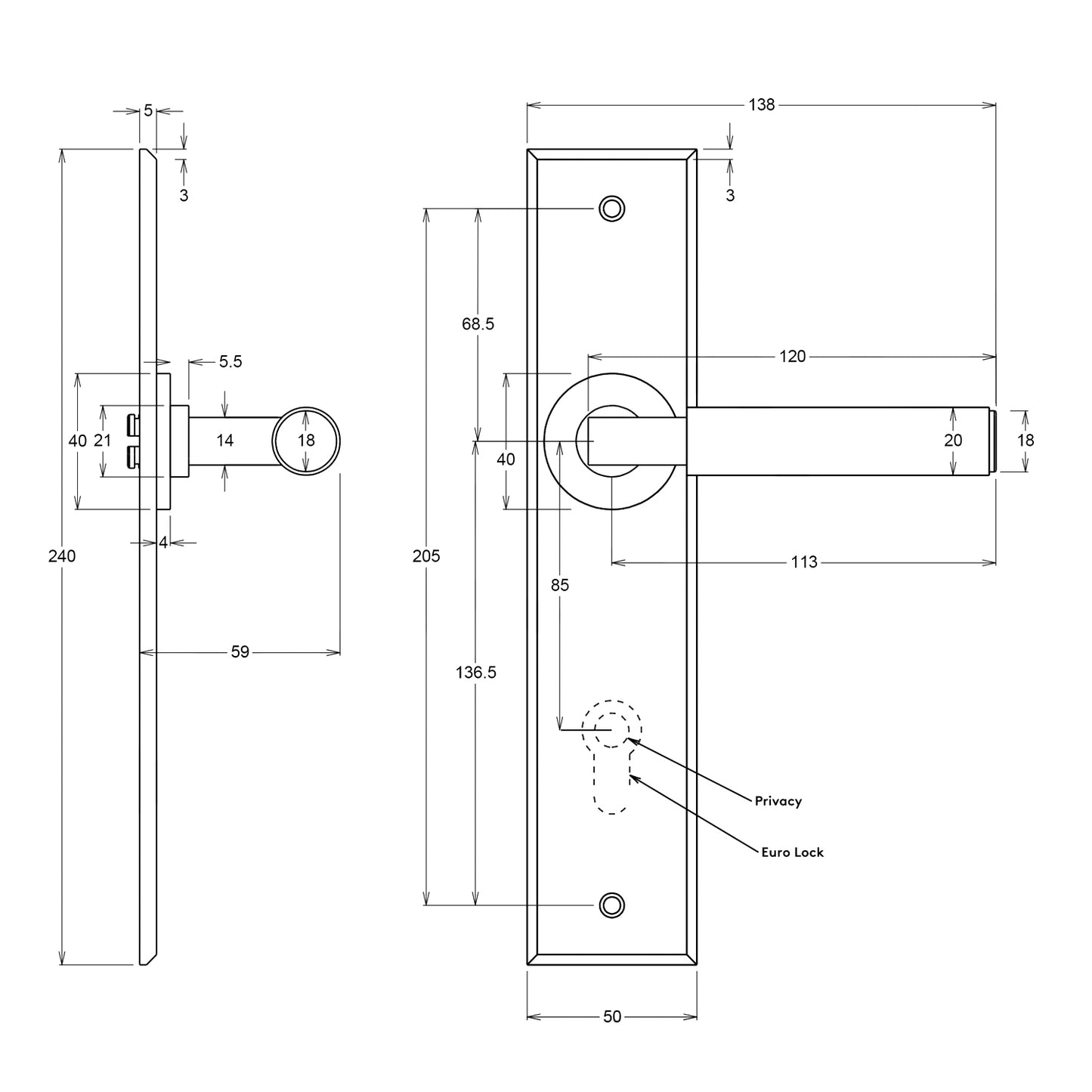 Iver Berlin Door Lever Handle on Chamfered Rectangular Backplate Polished Brass