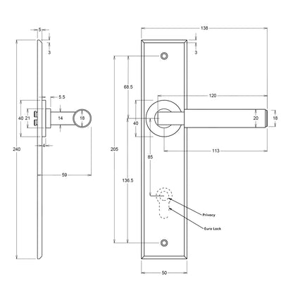 Iver Berlin Door Lever Handle on Chamfered Rectangular Backplate Polished Chrome