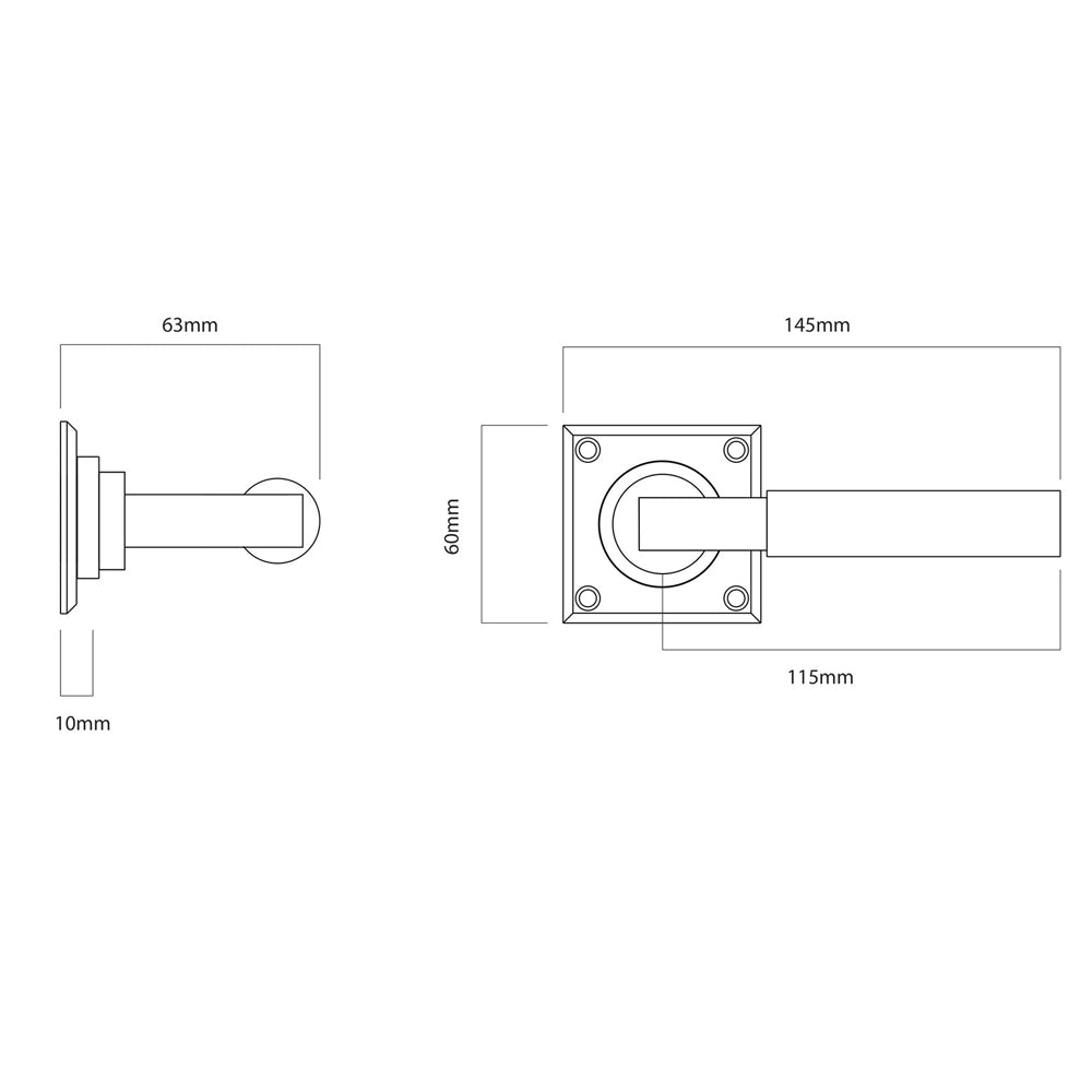 Iver Berlin Door Lever Handle on Chamfered Square Rose